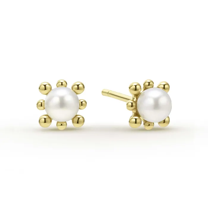 Luna 18K Gold Fleur Pearl Stud Earrings LAGOS Earrings