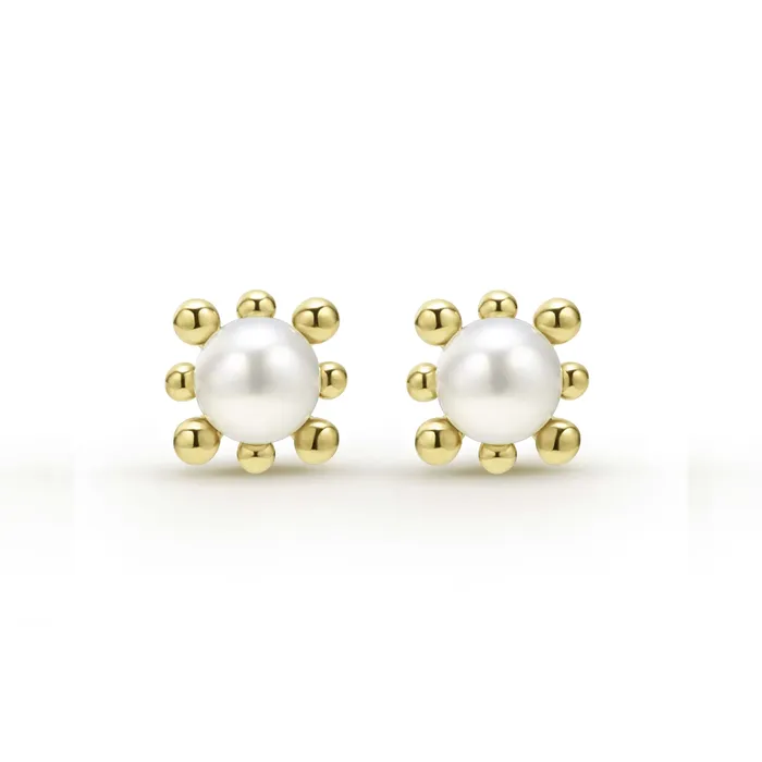 Luna 18K Gold Fleur Pearl Stud Earrings LAGOS Earrings