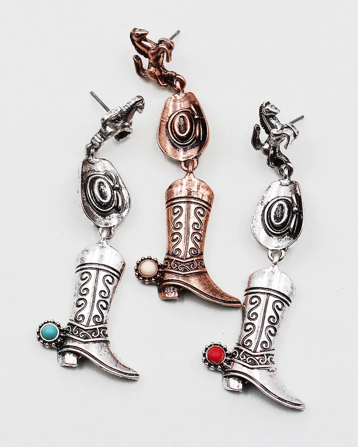 Metal Texas Boot Earrings 02142023 Earrings