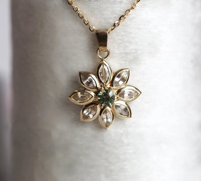 Necklaces Capucinne Floral Necklace Flower Sapphire Necklace
