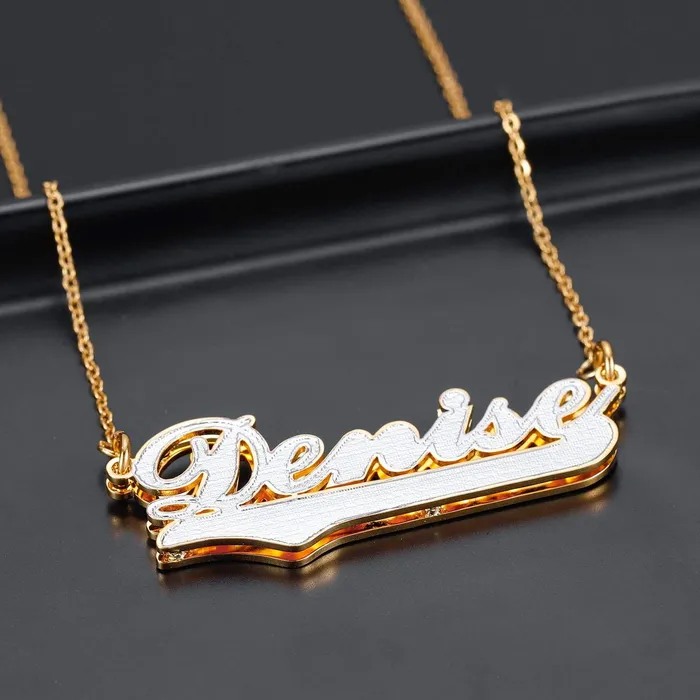 Necklaces Novalico Two Tone Flat Head Name Necklace