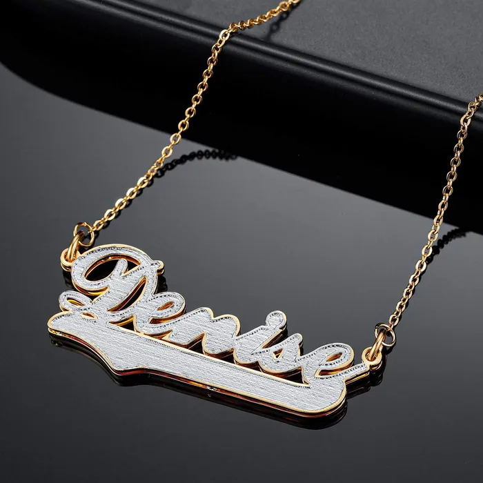 Necklaces Novalico Two Tone Flat Head Name Necklace