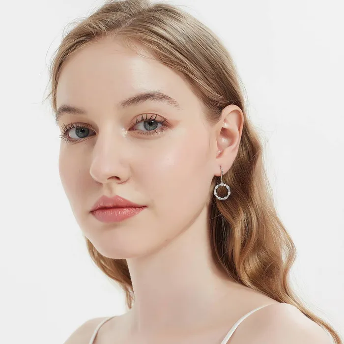 Open Circle CZ Fish Hook Earrings in Sterling Silver BERRICLE Earrings