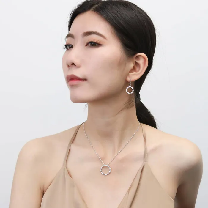 Open Circle CZ Fish Hook Earrings in Sterling Silver BERRICLE Earrings