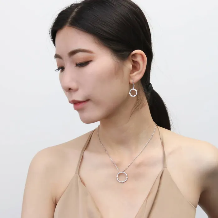 Open Circle CZ Fish Hook Earrings in Sterling Silver BERRICLE Earrings