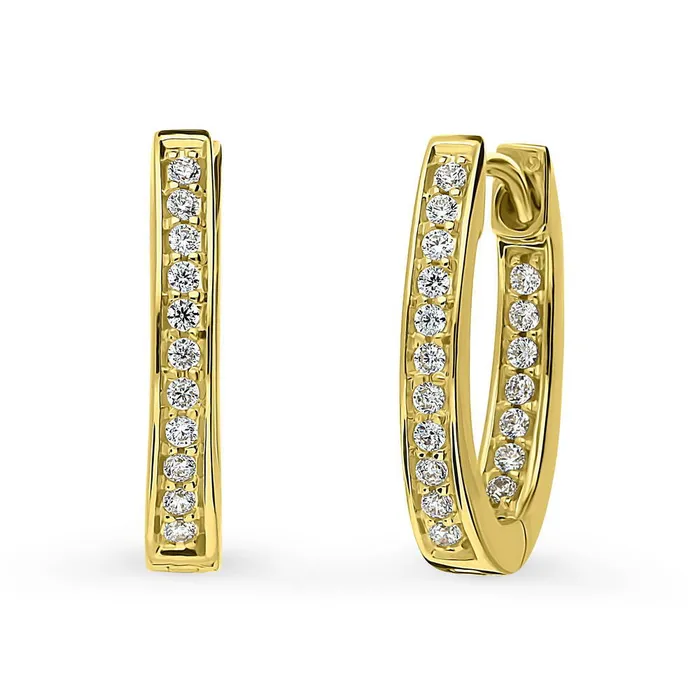 Oval Bar CZ Medium Hoop Earrings in Sterling Silver 065 BERRICLE Earrings