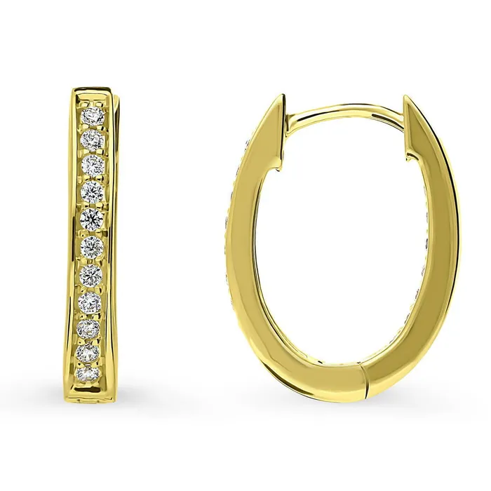 Oval Bar CZ Medium Hoop Earrings in Sterling Silver 065 BERRICLE Earrings