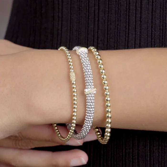 PreStyled Sets Lagos Caviar Gold 18K Gold Bead Bracelet 3mm PreStyled Sets Lagos Caviar Gold 18K Gold Bead Bracelet 3mm