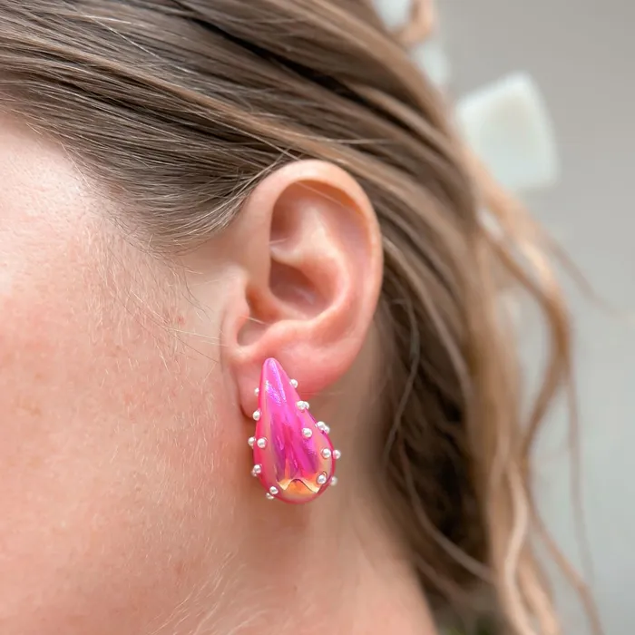 Prep Obsessed ESS Earrings Pearl Bubble Drop Earrings Pearlescent Pink