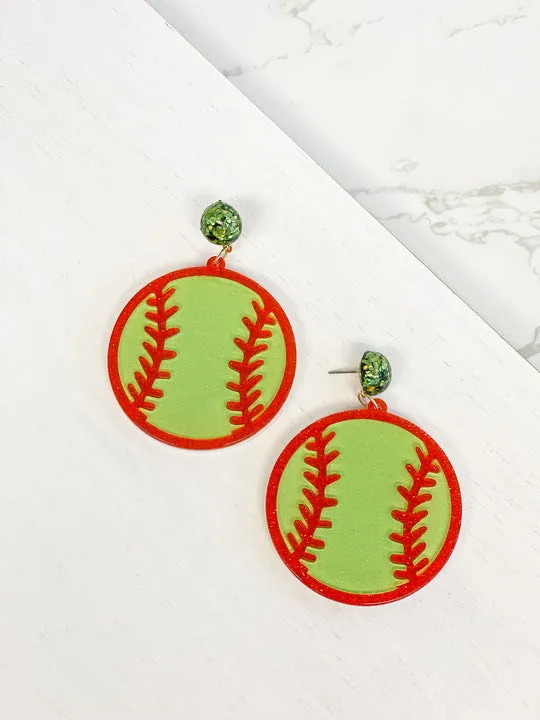Prep Obsessed TI Earrings Confetti Post Acrylic Softball Earrings