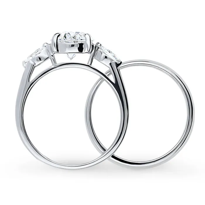 Rings BERRICLE 3Stone 25ct Oval CZ Ring Set in Sterling Silver