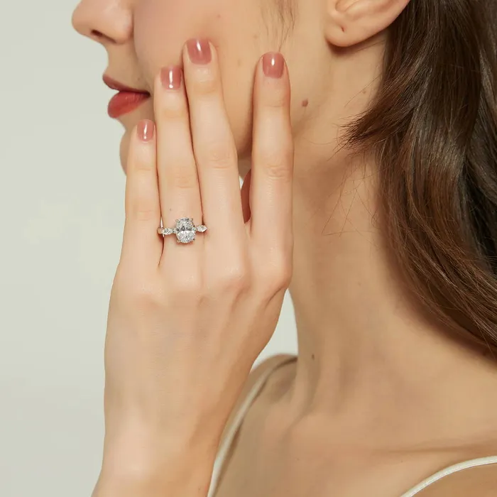 Rings BERRICLE 3Stone 25ct Oval CZ Ring Set in Sterling Silver