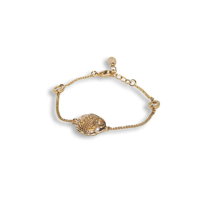 Rochas Ladies Bracelet Ip Gold Round Logo With Stones Rochas Bracelets