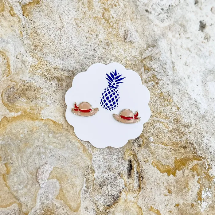 Sun Hat Signature Enamel Stud Earrings Prep Obsessed LM Earrings Sun Hat Signature Enamel Stud Earrings Prep Obsessed LM Earrings