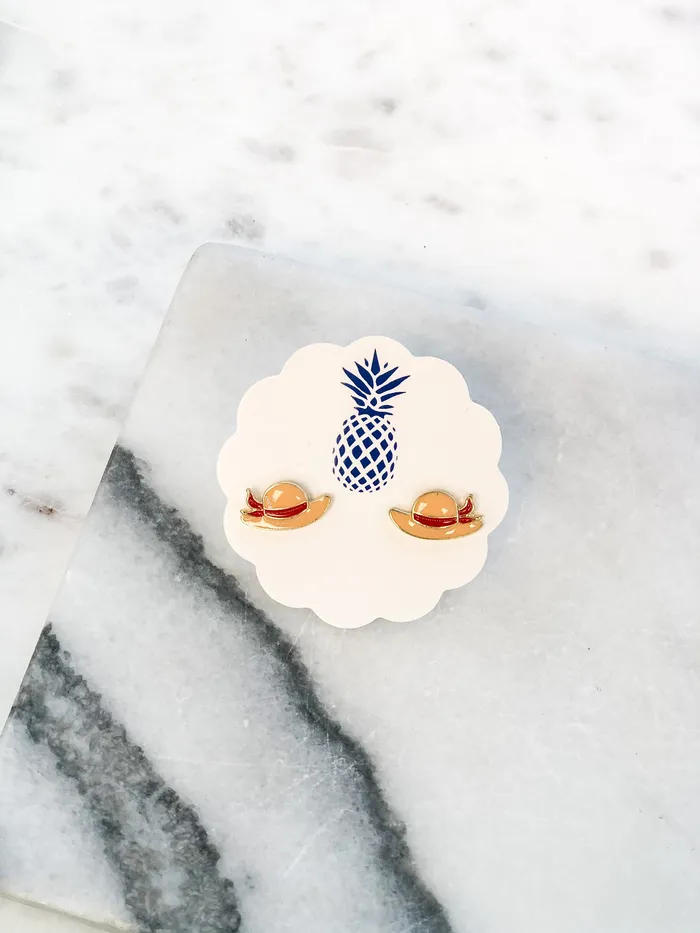 Sun Hat Signature Enamel Stud Earrings Prep Obsessed LM Earrings Sun Hat Signature Enamel Stud Earrings Prep Obsessed LM Earrings