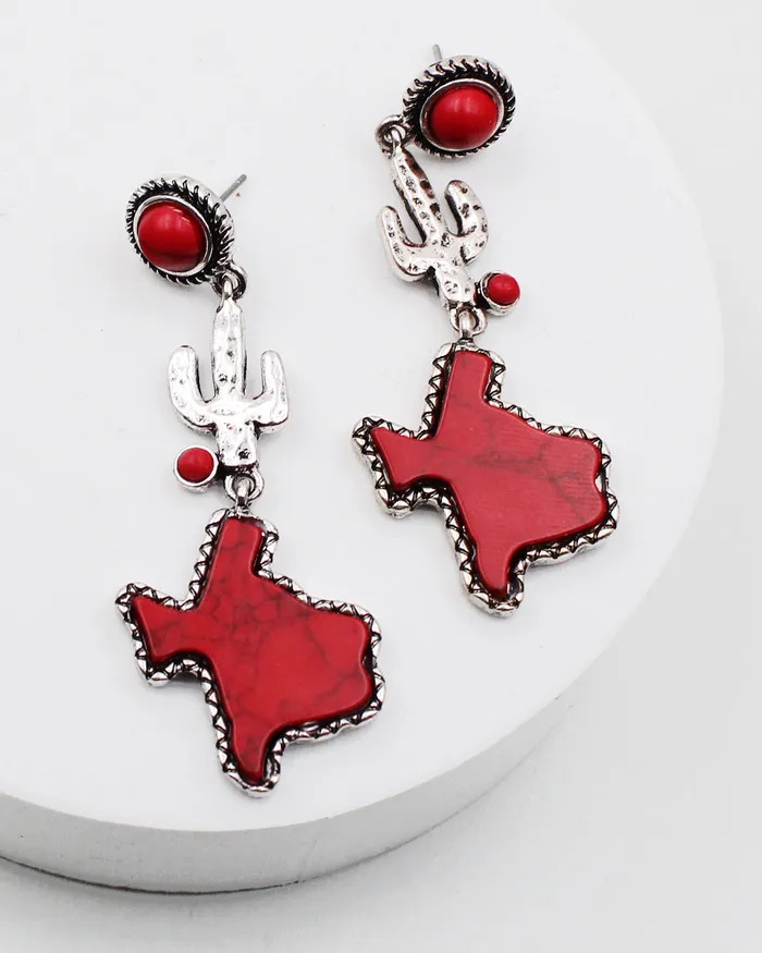 Texas Map Stone Earrings 02142023 Earrings Texas Map Stone Earrings 02142023 Earrings