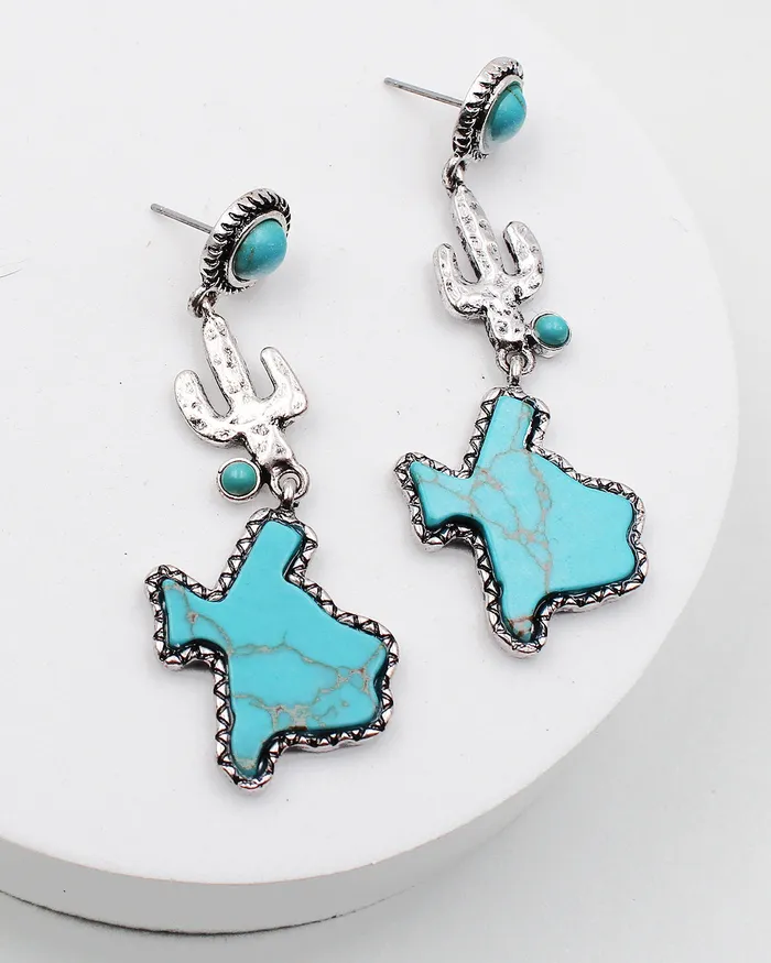 Texas Map Stone Earrings 02142023 Earrings Texas Map Stone Earrings 02142023 Earrings