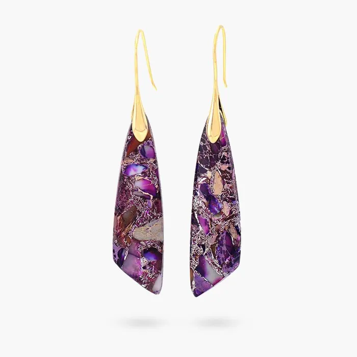 wickedafstore Purple Jasper Dangle Earrings Earrings wickedafstore Purple Jasper Dangle Earrings Earrings
