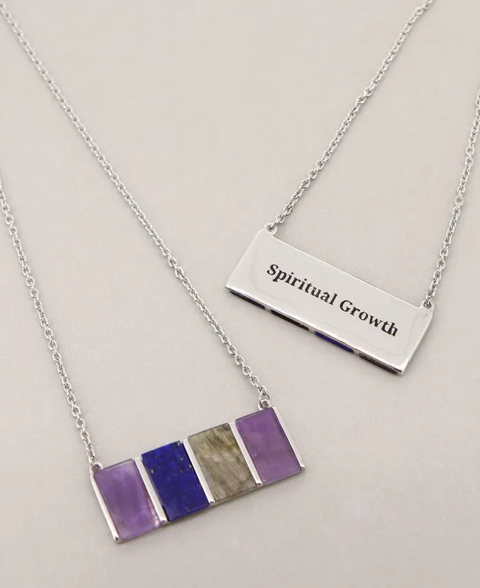 Buddha Groove Amethyst Labradorite and Lapis Sterling Silver Necklace Necklaces Buddha Groove Amethyst Labradorite and Lapis Sterling Silver Necklace Necklaces