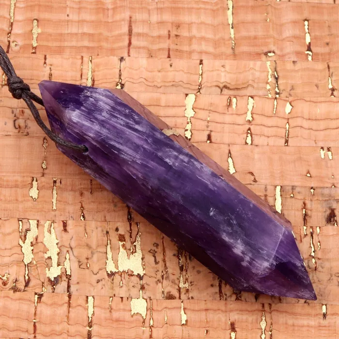 Drilled Natural Amethyst Pendant Double Terminated Point Rich Dark Purple High Quality Natural Crystal Pendant Bead Side Drilled Pendant Intrinsic Trading Necklaces