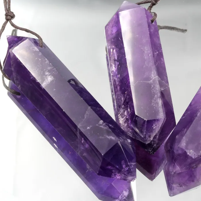 Drilled Natural Amethyst Pendant Double Terminated Point Rich Dark Purple High Quality Natural Crystal Pendant Bead Side Drilled Pendant Intrinsic Trading Necklaces