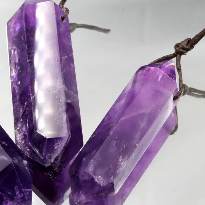 Drilled Natural Amethyst Pendant Double Terminated Point Rich Dark Purple High Quality Natural Crystal Pendant Bead Side Drilled Pendant Intrinsic Trading Necklaces