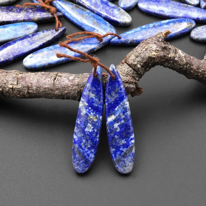 Drilled Natural Blue Lapis Earring Pair With White Calcite Long Skinny Teardrop Matched Gemstone Beads Pair Intrinsic Trading Earrings Drilled Natural Blue Lapis Earring Pair With White Calcite Long Skinny Teardrop Matched Gemstone Beads Pair Intrinsic Trading Earrings