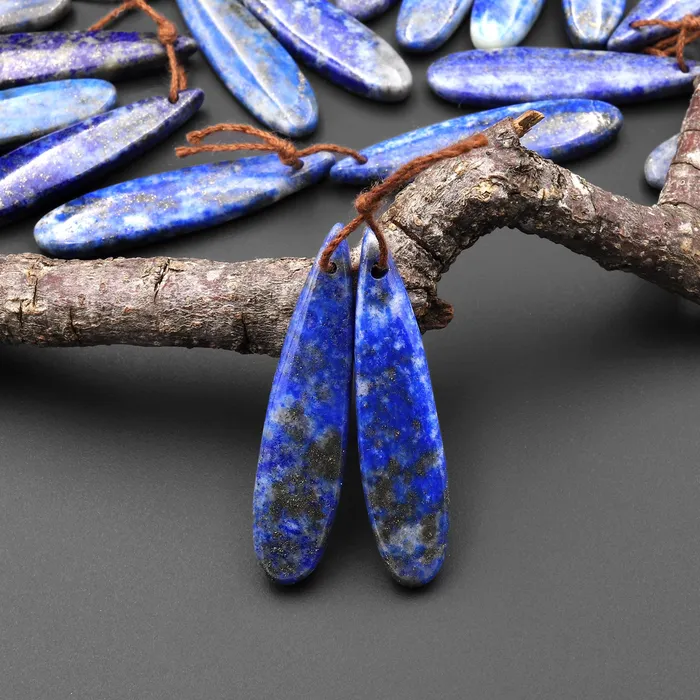Drilled Natural Blue Lapis Earring Pair With White Calcite Long Skinny Teardrop Matched Gemstone Beads Pair Intrinsic Trading Earrings Drilled Natural Blue Lapis Earring Pair With White Calcite Long Skinny Teardrop Matched Gemstone Beads Pair Intrinsic Trading Earrings