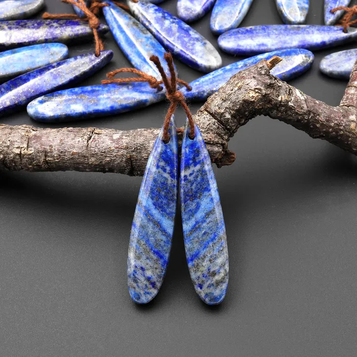 Drilled Natural Blue Lapis Earring Pair With White Calcite Long Skinny Teardrop Matched Gemstone Beads Pair Intrinsic Trading Earrings Drilled Natural Blue Lapis Earring Pair With White Calcite Long Skinny Teardrop Matched Gemstone Beads Pair Intrinsic Trading Earrings