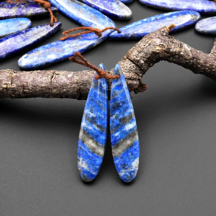Drilled Natural Blue Lapis Earring Pair With White Calcite Long Skinny Teardrop Matched Gemstone Beads Pair Intrinsic Trading Earrings Drilled Natural Blue Lapis Earring Pair With White Calcite Long Skinny Teardrop Matched Gemstone Beads Pair Intrinsic Trading Earrings