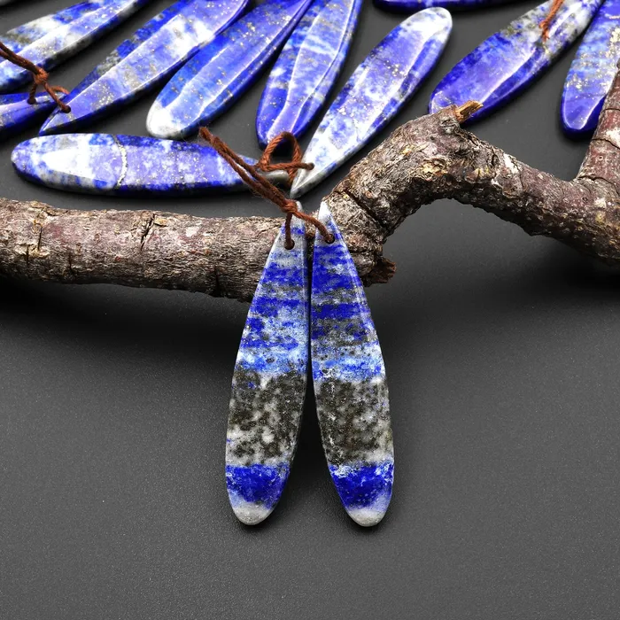 Drilled Natural Blue Lapis Earring Pair With White Calcite Long Skinny Teardrop Matched Gemstone Beads Pair Intrinsic Trading Earrings Drilled Natural Blue Lapis Earring Pair With White Calcite Long Skinny Teardrop Matched Gemstone Beads Pair Intrinsic Trading Earrings