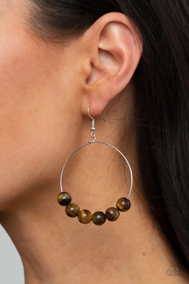Earrings All Eyes On U Jewelry Paparazzi Accessories Let It Slide Brown Paparazzi Earrings