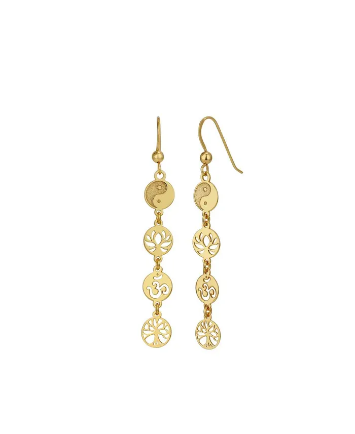 Earrings Buddha Groove Dainty Meaningful Symbols Link Gold Plated Earrings