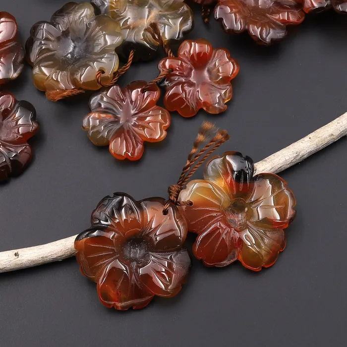 Earrings Hand Carved Natural Dark Orange Red Carnelian Flower Earring Pair Drilled Gemstone Matched Beads A2 Intrinsic Trading Earrings Hand Carved Natural Dark Orange Red Carnelian Flower Earring Pair Drilled Gemstone Matched Beads A2 Intrinsic Trading