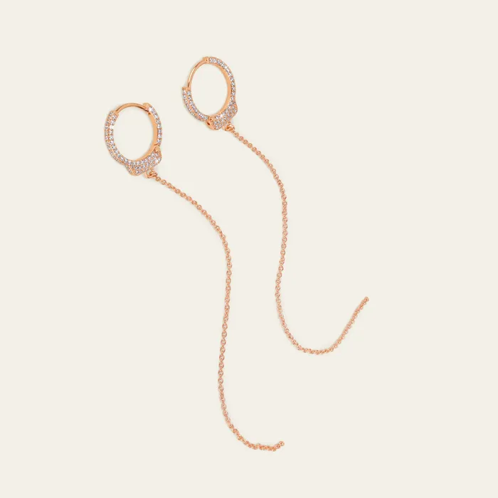 Earrings Hand crafted in 18k rose gold and set with 132 highquality round brilliant cut diamonds Love Lockdown Diamond Earrings Earrings Hand crafted in 18k rose gold and set with 132 highquality round brilliant cut diamonds Love Lockdown Diamond Earrings
