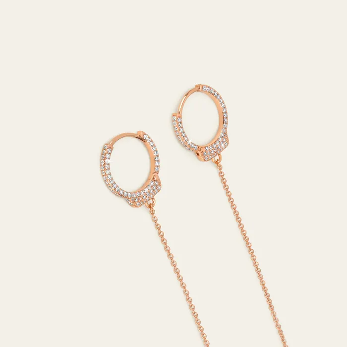 Earrings Hand crafted in 18k rose gold and set with 132 highquality round brilliant cut diamonds Love Lockdown Diamond Earrings