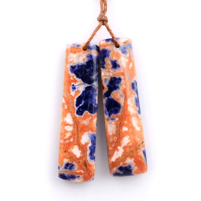 Earrings Intrinsic Trading Drilled Natural Orange Sodalite Rectangle Earring Pair Matched Gemstone Bead Pair Natural Vibrant Blue Orange Stone Earrings Intrinsic Trading Drilled Natural Orange Sodalite Rectangle Earring Pair Matched Gemstone Bead Pair Natural Vibrant Blue Orange Stone