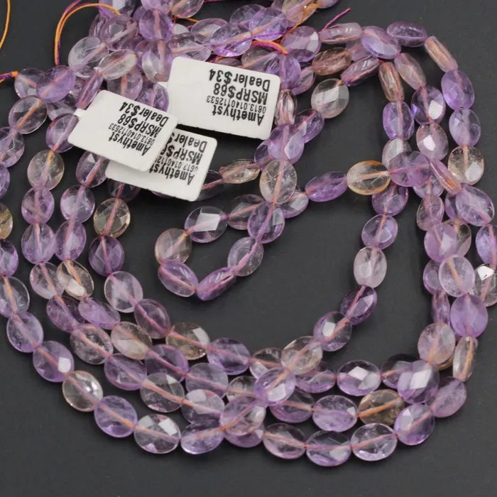 Earrings Intrinsic Trading Faceted Natural Ametrine Oval Beads 8mm Faceted Purple Amethyst Golden Citrine Gemstone Beads Good For Earrings 155 Strand