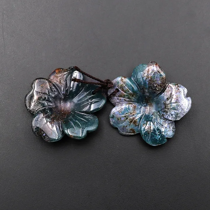 Earrings Intrinsic Trading Hand Carved Natural Indian Agate Flower Earring Pair Drilled Gemstone Matched Beads A1 Earrings Intrinsic Trading Hand Carved Natural Indian Agate Flower Earring Pair Drilled Gemstone Matched Beads A1