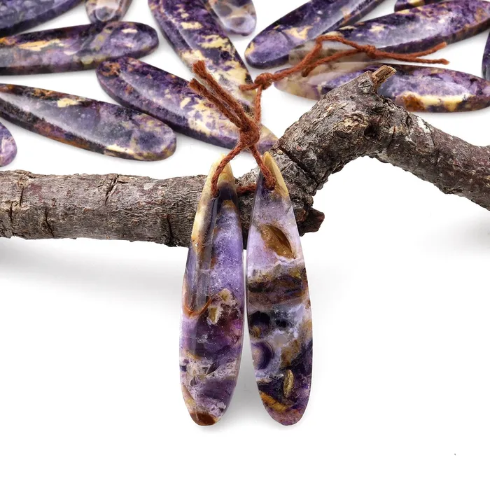 Earrings Intrinsic Trading Natural African Petrified Purple Opal Earring Pair Matched Long Slender Teardrop Gemstone Beads A2 Earrings Intrinsic Trading Natural African Petrified Purple Opal Earring Pair Matched Long Slender Teardrop Gemstone Beads A2