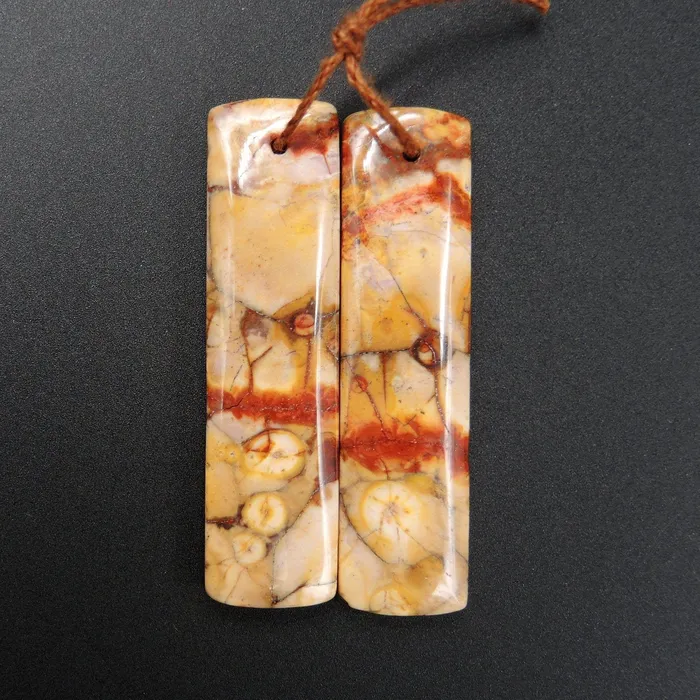 Earrings Intrinsic Trading Natural Birds Eye Rhyolite Earring Pair Rectangle Cabochon Cab Pair Drilled Matched Earrings Bead Pair Natural Stone E1791