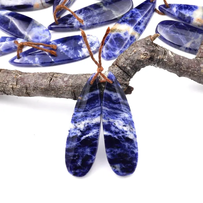 Earrings Intrinsic Trading Natural Blue Sodalite Teardrop Earring Pair Drilled Matched Stone Beads Earrings Intrinsic Trading Natural Blue Sodalite Teardrop Earring Pair Drilled Matched Stone Beads