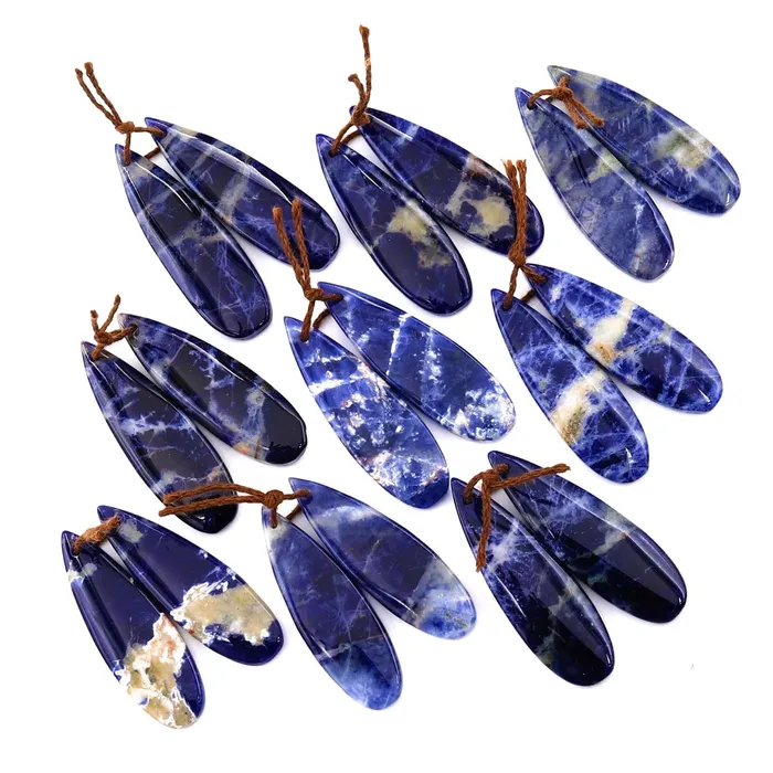 Earrings Intrinsic Trading Natural Blue Sodalite Teardrop Earring Pair Drilled Matched Stone Beads