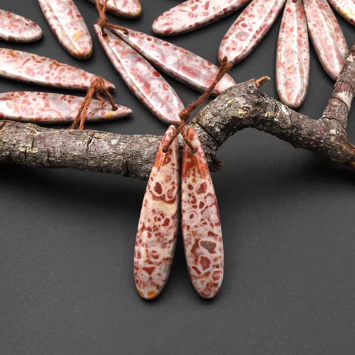 Earrings Intrinsic Trading Natural Leopard Skin Orbicular Jasper Earring Pair Gemstone Drilled Matched Long Teardrop Beads Earrings Intrinsic Trading Natural Leopard Skin Orbicular Jasper Earring Pair Gemstone Drilled Matched Long Teardrop Beads