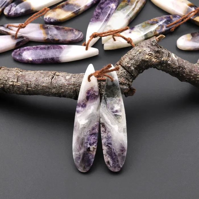Earrings Intrinsic Trading Natural Petrified Purple Opal Earring Matched Thin Teardrop Drilled Gemstone Pair A7 Earrings Intrinsic Trading Natural Petrified Purple Opal Earring Matched Thin Teardrop Drilled Gemstone Pair A7