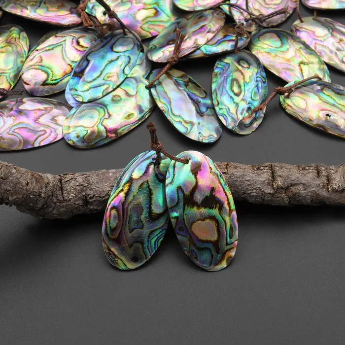 Earrings Intrinsic Trading Natural Rainbow Abalone Oval Earring Pair Drilled Matched Gemstone Bead Pair Earrings Intrinsic Trading Natural Rainbow Abalone Oval Earring Pair Drilled Matched Gemstone Bead Pair
