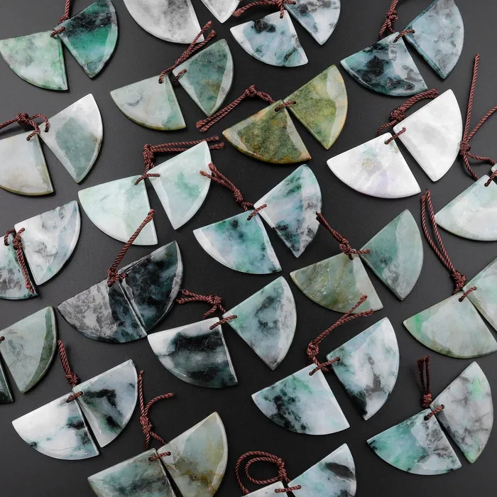 Earrings Natural Real Genuine Green Burma Jade Fan Triangle Earring Pair Drilled Gemstone Matched Beads Intrinsic Trading Earrings Natural Real Genuine Green Burma Jade Fan Triangle Earring Pair Drilled Gemstone Matched Beads Intrinsic Trading