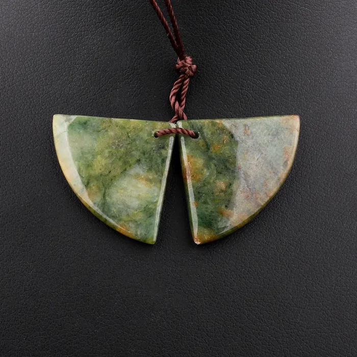 Earrings Natural Real Genuine Green Burma Jade Fan Triangle Earring Pair Drilled Gemstone Matched Beads Intrinsic Trading