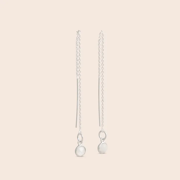 Gemlet Earrings Rainbow Moonstone Threader Earrings