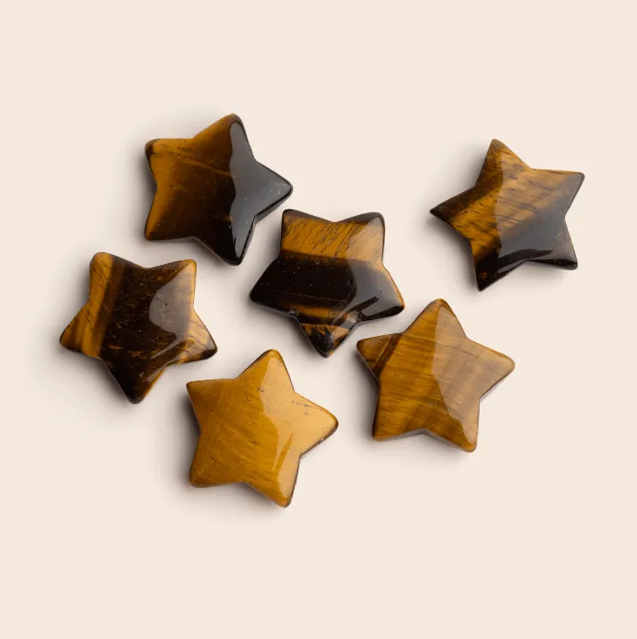Gemlet Earrings Tigers Eye Crystal Star